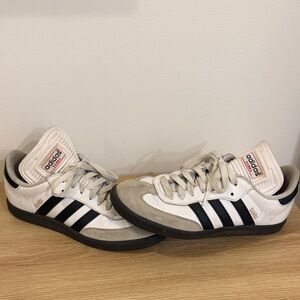 adidas Samba Sneakers in White and Black with Grey Suede